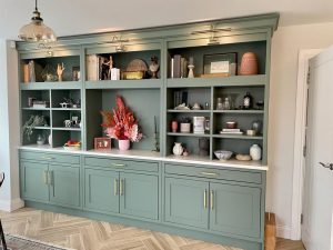 smoke green painted inframe kitchen