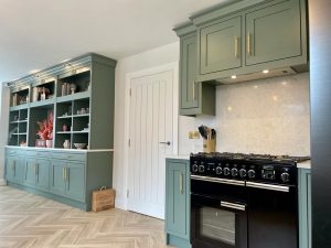 smoke green painted inframe kitchen