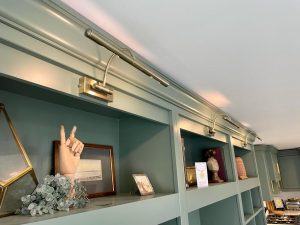smoke green painted inframe kitchen