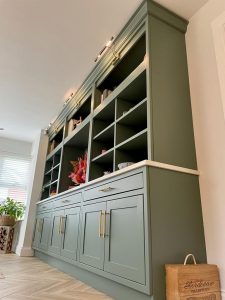 smoke green painted inframe kitchen