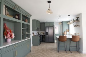 smoke green painted inframe kitchen