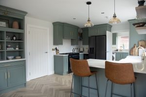 smoke green painted inframe kitchen