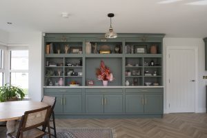 smoke green painted inframe kitchen