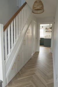 smoke green painted inframe kitchen